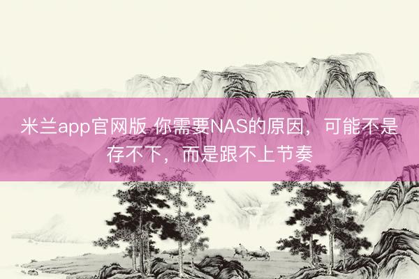 米兰app官网版 你需要NAS的原因，可能不是存不下，而是跟不上节奏